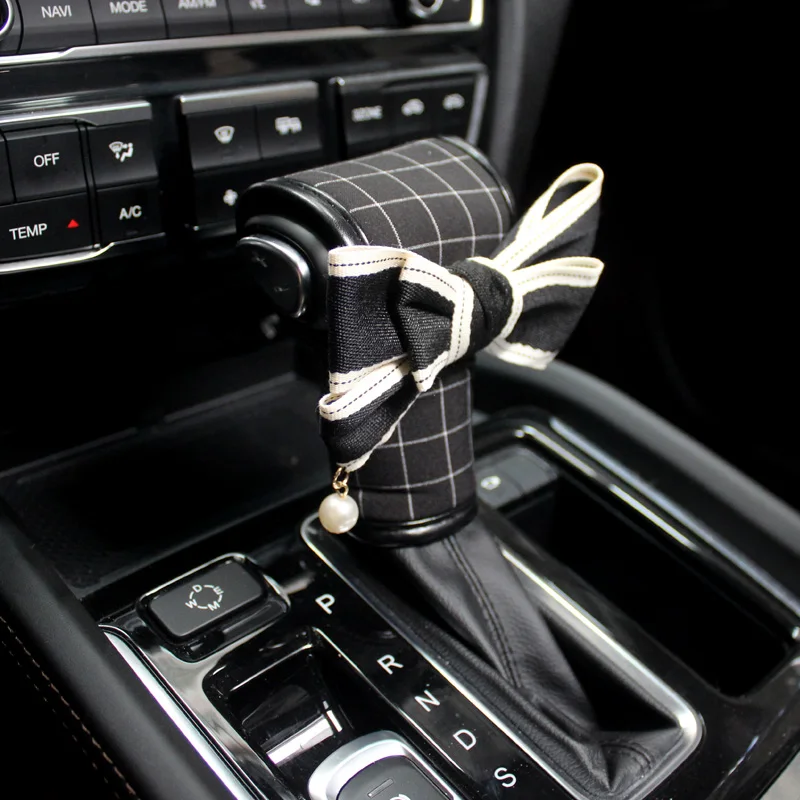Auto tarvikud tüdrukud naiste bowknot pearl gear shift knob kate istmepadja rearview teenetemärgi täielik komplekt