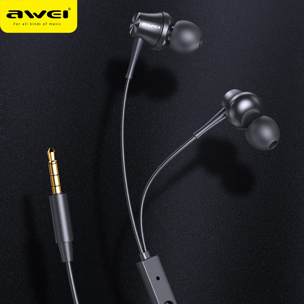 Awei PC-1 3.5 mm Juhtmega Kõrvaklapid Mikrofoniga Telefoni Earbuds Stereo-Peakomplekti Super Bass In-Ear Kõrvaklapid
