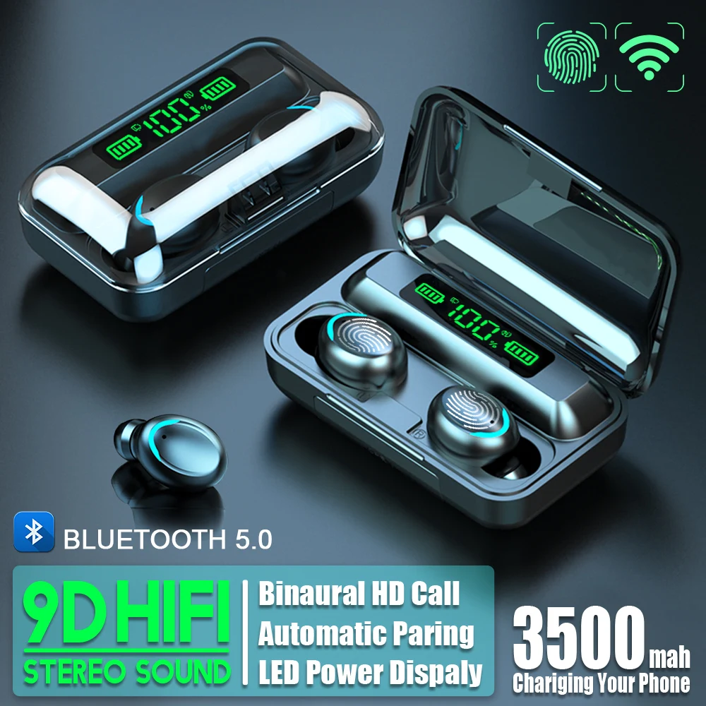 BTH-F9-5 Bluetooth-5.0 TWS Digitaalne Ekraan Touch Binaural Peakomplekti Laadimine Ladu 50/3500mah Traadita Bluetooth-Earbuds
