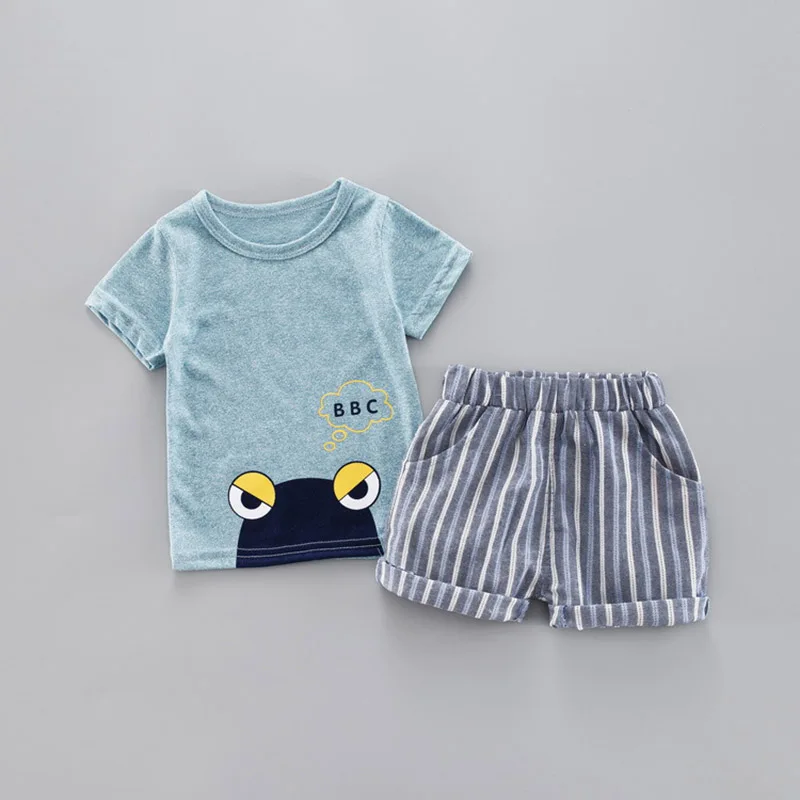 Baby Poiste Riided Komplekti Kevad Suvine Mood Vaba aja veetmise Konn T-särk + Triibulised lühikesed Püksid Vastsündinud Beebi ja Poiste Riided, Lapsed Bebes Ülikond Uus