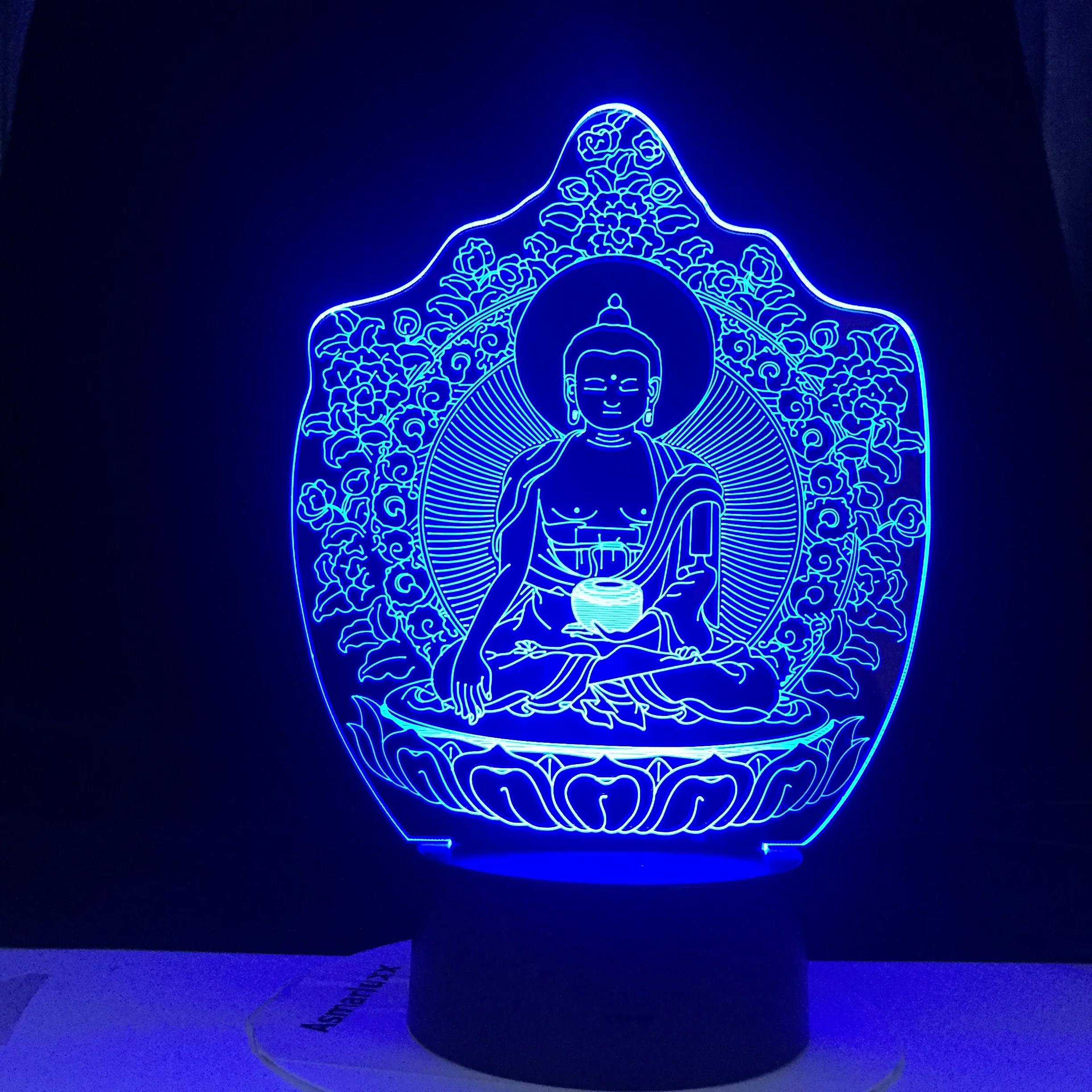 Budismi Bodhisattva Andur Liigutav 3D Visuaalne USB LED Suveniiride Puhkus Kingitus Lamp Dropshipping 7/ 16 Värvi Muuta laualamp