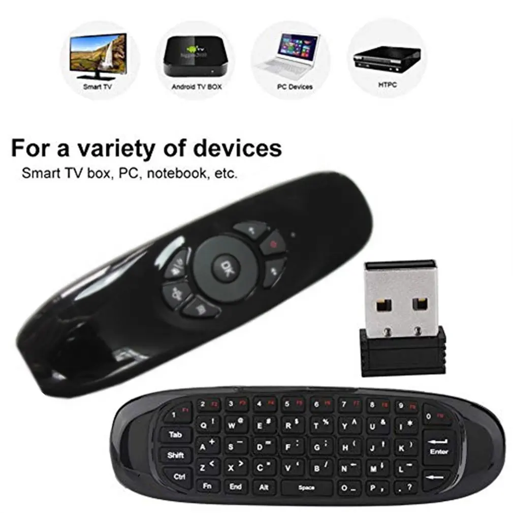 C120 Multi-Language 2.4 G Air Juhtmeta Klaviatuuri Liikumise Mõttes IR Õppe pult ja USB Vastuvõtja Smart TV BOX