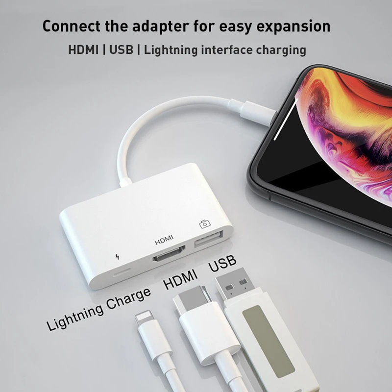 C62 Lightning-liides HDMI-ühilduvate USB3.0 Laadimise 3In1 Adapter iPhone IOS13 1080P 4K Simulaator Ipad Projektoriga Laienemist