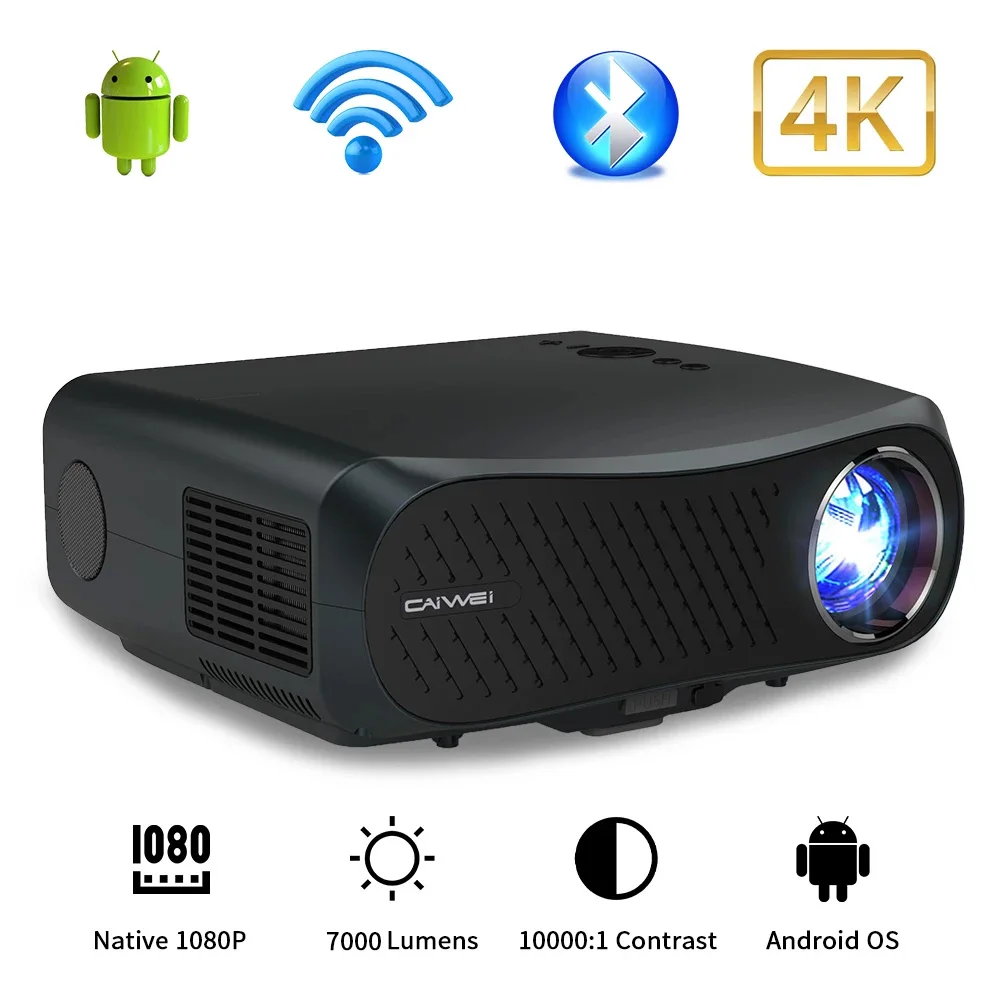 CAIWEI Täis-HD Projektor A12 Native 1080P Android 2G+16G WIFI Dual LED Projektor, Video Beamer 3D-kodukino Projektor