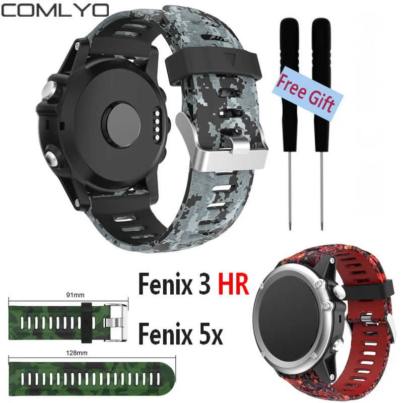 COMLYO Sport Randmepaela Eest Garmin Fenix 5X Bänd Asendamine Silikoon Watchband eest Garmin fenix 3 / Fenix 3HR GPS Smart Vaadata
