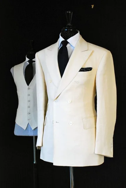 Custom Made Valge Topelt Karavan Man Ülikond 3 Tükki Peigmees Tuxedos Mens Pulm Kõnniteed Õhtusöögil Sobib bleiser masculino 2020