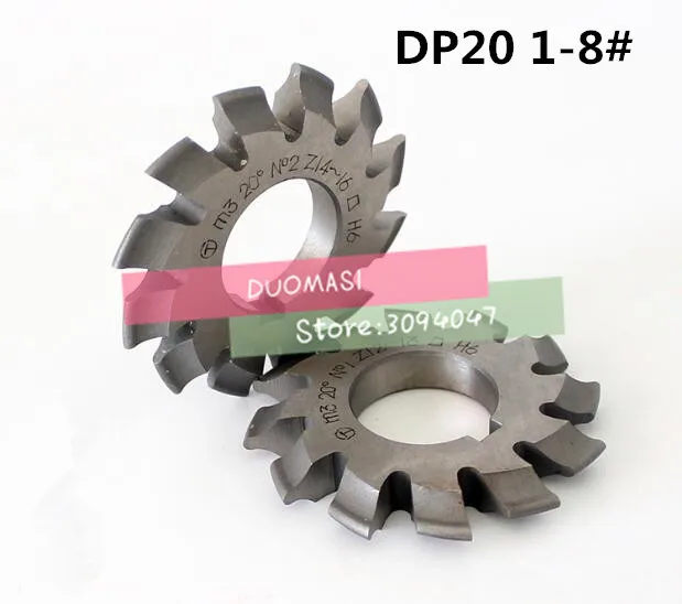 DP20 moodul PA14.5 kraadi 1-8# 8pcs/lase HSS Gear cutter Käik Milling cutter Tasuta shipping