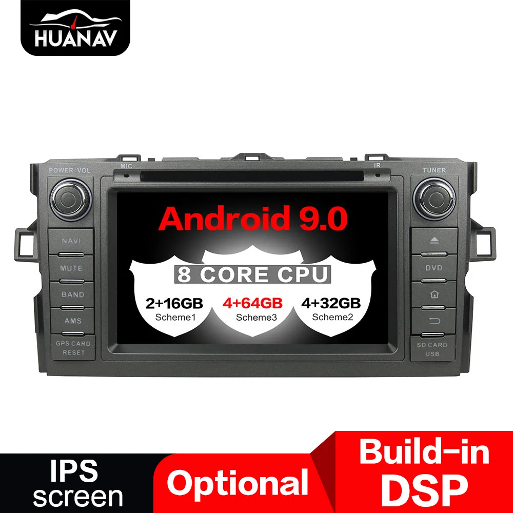 DSP Android 9.0 64GB Auto GPS Navigatsiooni Auto DVD mängija Toyota Auris 2006-2012 auto stereo raadio-multimeedia mängija, pea üksus
