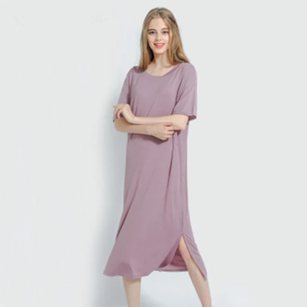 Daeyard Naiste Nightgowns Suvel Modal Kleit Lühikeste Varrukate Pehme Nightdress Pluss Suurus Pikk Sleepwear Vabaaja Tahke Kodu Riided
