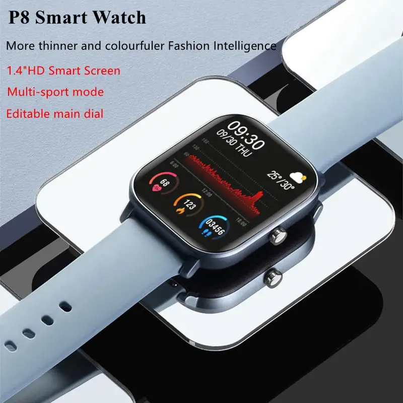 Digitaalne Smart Watch P8 Mehed Naised 1,4-tolline Full Touch Screen Fitness Tracker Südame Löögisageduse Monitor IP67, Veekindel Sport SmartBand