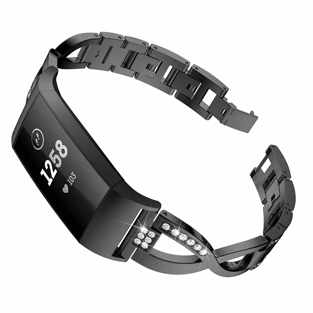 Eest Fitbit Eest 3 ajavahe Mikku watchband Crystal Roostevabast Terasest Watch Band Randme bänd Rihm Käevõru Watch Rihma Fitbit Tasuta 3
