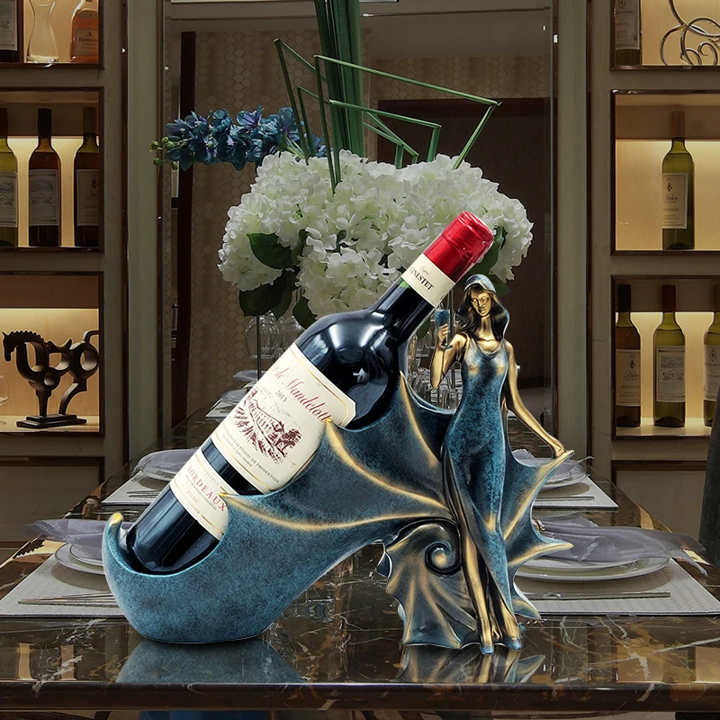 Euroopa Loominguline veinipudeli hoidja kodu kaunistamiseks, Luksus Viski, Õlle Pudel vaik käsitöö veini rack seista