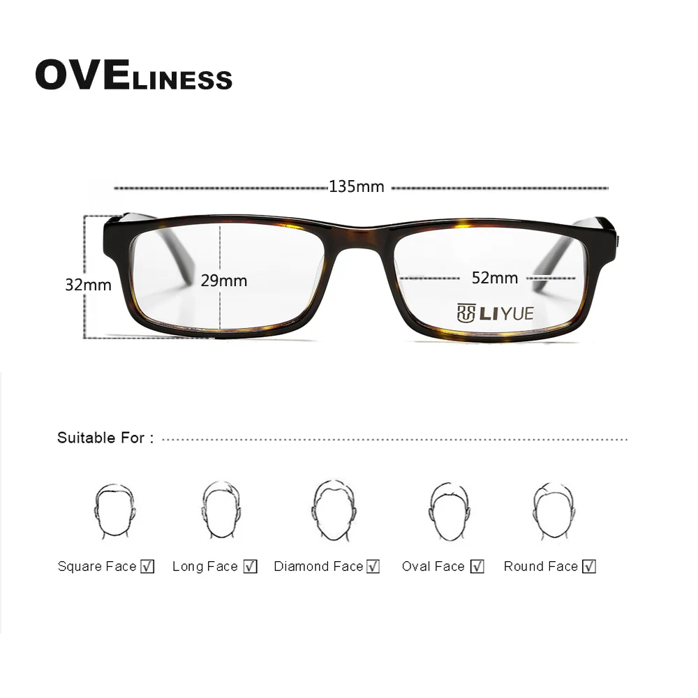 Fashion Square prillid raamid prillid raamiga meeste ja naiste Optiline Atsetaat täielikult prillid Lühinägevus Retsepti prillid Prillid