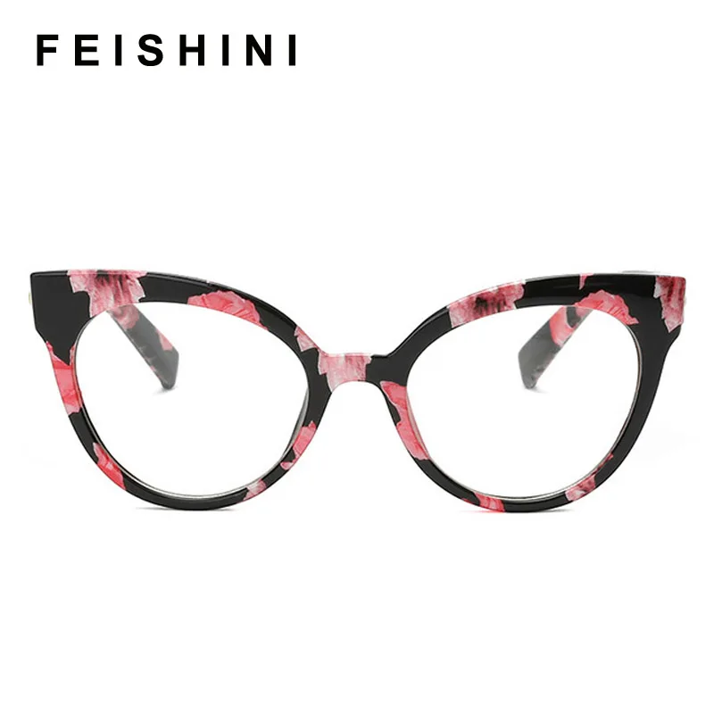 Feishini 2020 Vintage Prillide Raam Naiste Cat eye Brändi Selge TR90 Optiliste Prillide Raamid Daamid Lühinägevus Roosad Prillid