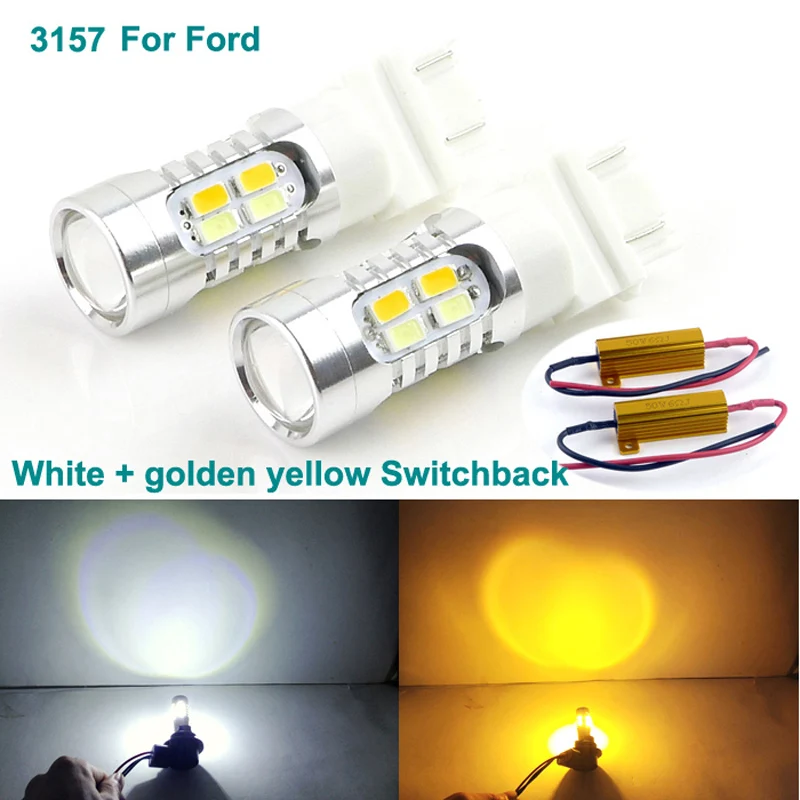 Ford led light Suurepärane Ultra bright 3157 Dual Värv Mägitee LED PÄEVATULED ees Parkimine suunatule Pirnid