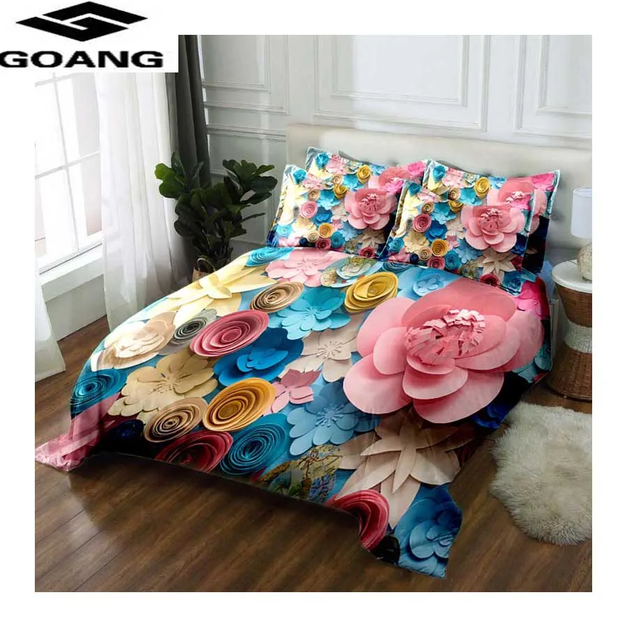 GOANG hot müük voodipesu twin voodipesu komplekt kuningas kuninganna tekikott 240/220 trööstija voodipesu komplektid voodi ruumi lilled allapanu kodu