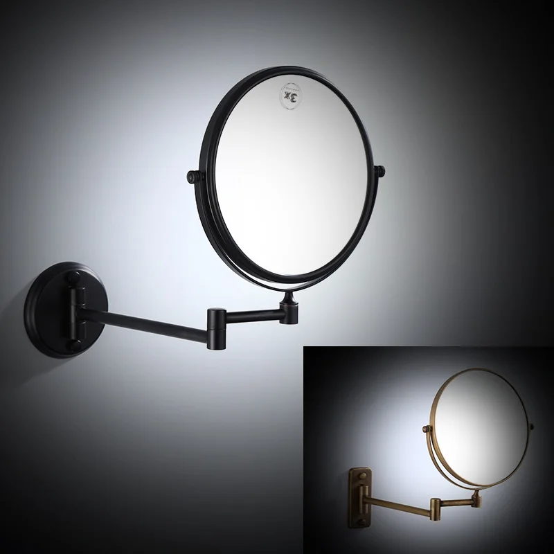 Garderoob Peegel Seinale Paigaldatud 8 tolline Messing Suurendusklaasi Peegel Kokkuklapitavad Musta Õli/Kuld Meik Peegel Kosmeetiline Peegel Lady Kingitus