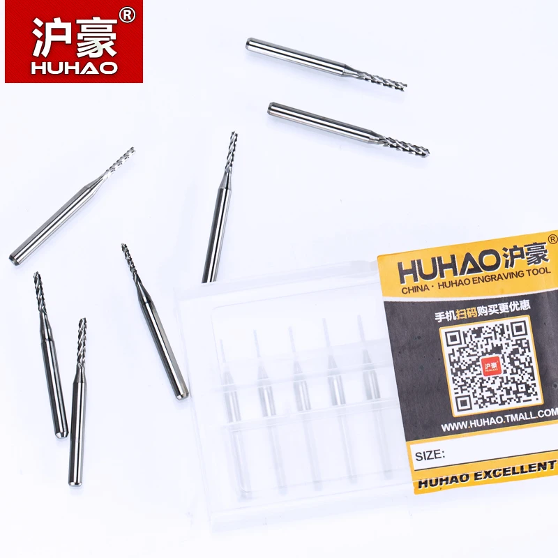 HUHAO 10tk/palju 3.175 mm Volfram Karbiid Mais Lõikur lõikamine PCB freesimine bitti end mill CNC ruuteri bitti 0.6 mm 3.175 mm