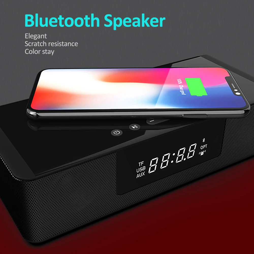 High Tech Kaasaskantav 5 In 1 Smart Äratuskell 10W Traadita Kiire Laadimine Bluetooth Kõlar/FM Raadio Äratus Kell Home Decor