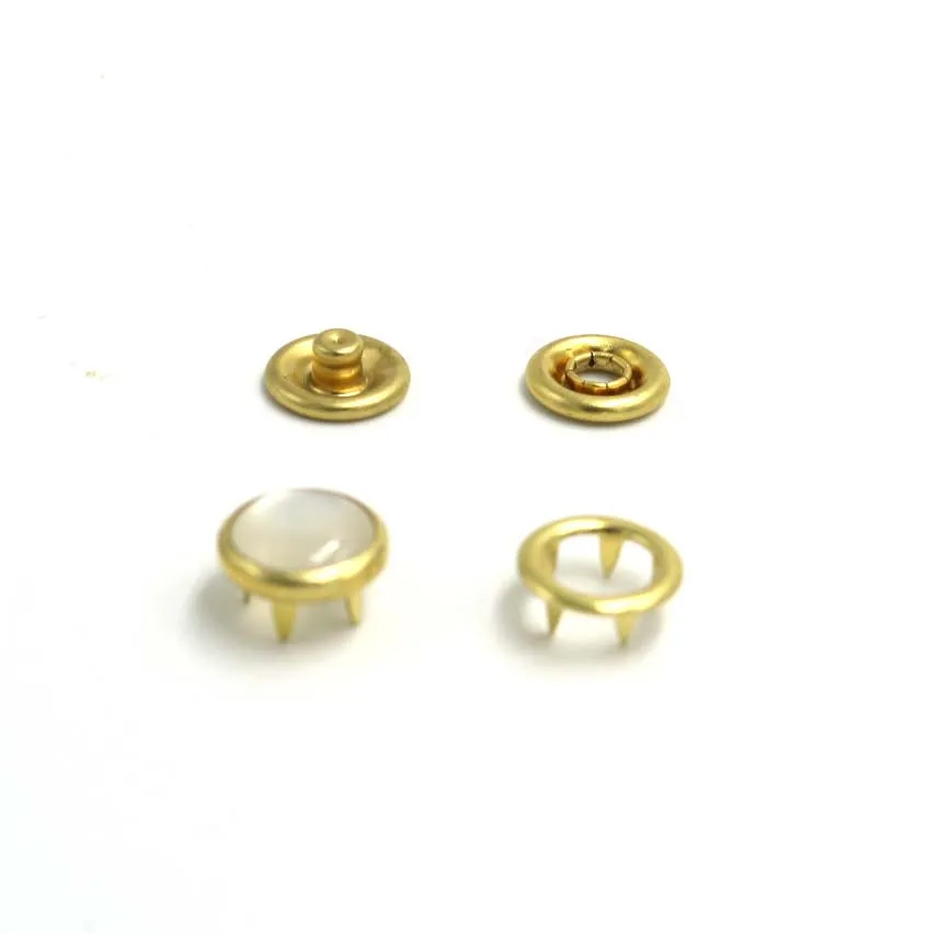 Hulgi 100sets/palju 4 osa nuppe #10mm pearl kuld piik snap nuppu