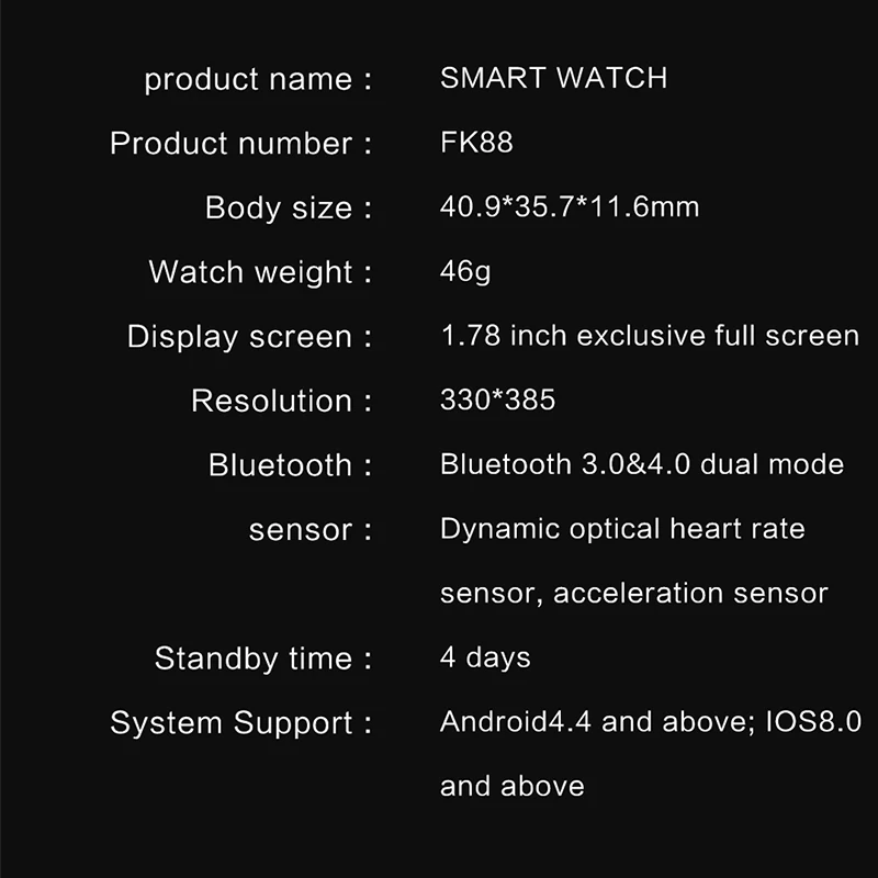 Iwo FK88 Smart Watch Kõne Smartwatch 2021 Mehed 1.78 Tolline Bluetooth-Südame Löögisageduse Monitor pk iwo 13 FK78 HW12 FK99 W26 pro W46 AK76