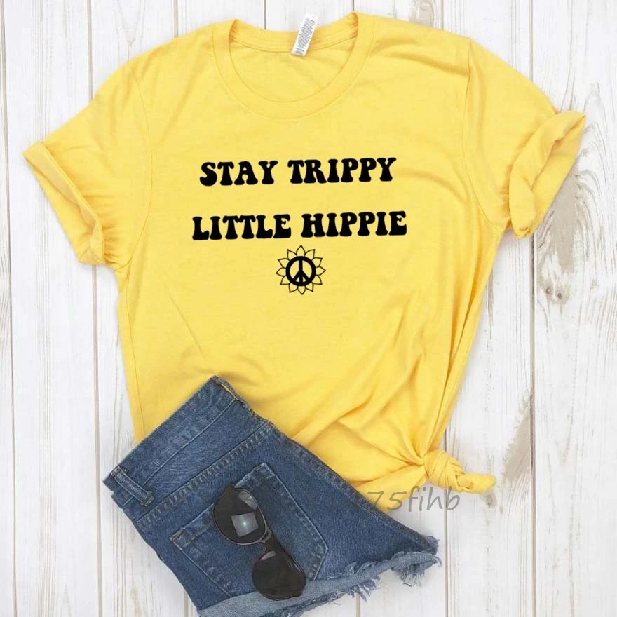 Jääda Trippy Väike Hipi Naiste Tshirt Orgaaniline Puuvill T-Särk Lady Tüdruk, Naine, T-Särgid Graafiline Top Tee Kohandada