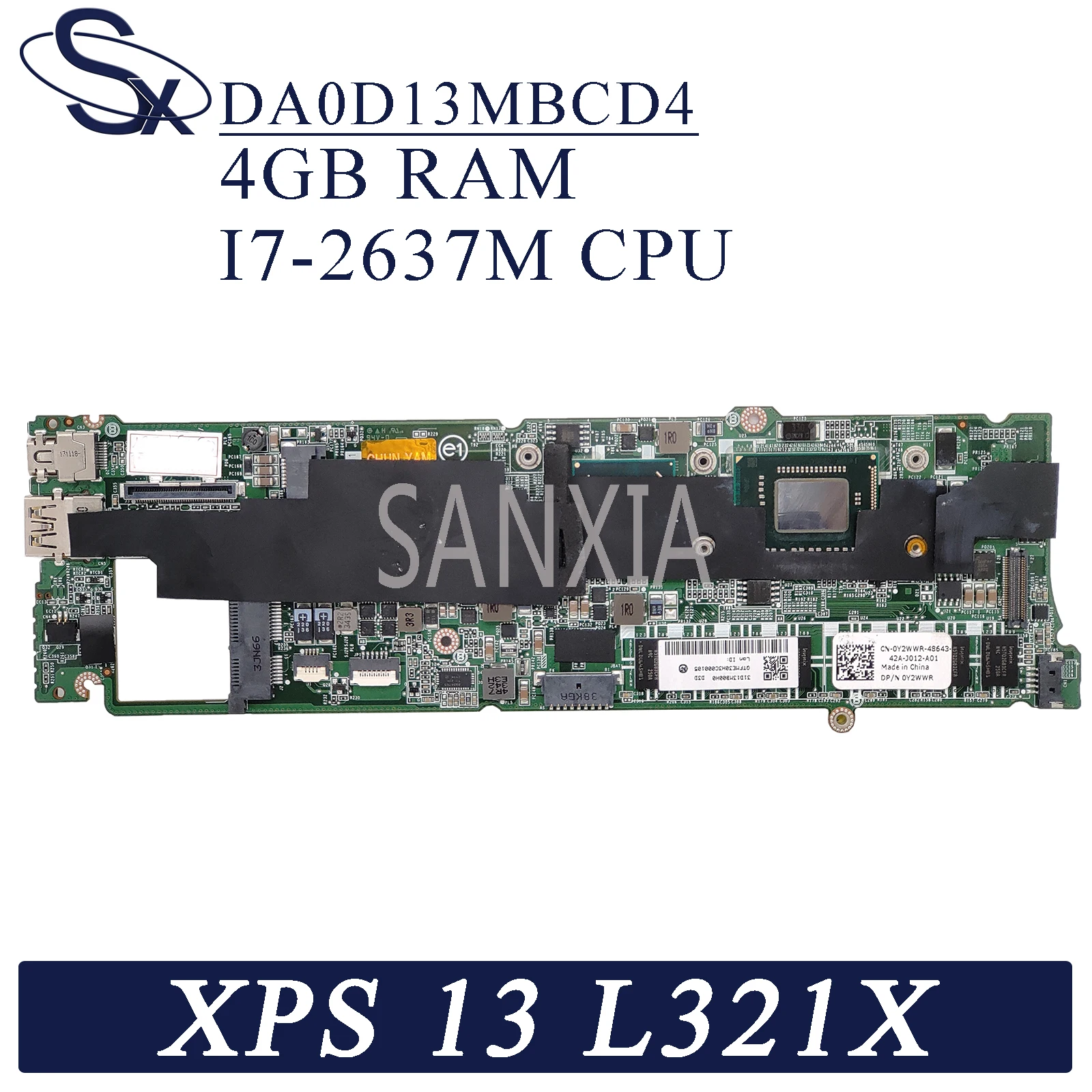 KEFU DA0D13MBCD4 Sülearvuti emaplaadi Dell XPS 13 L321X originaal emaplaadi 4GB-RAM-I7-2637M