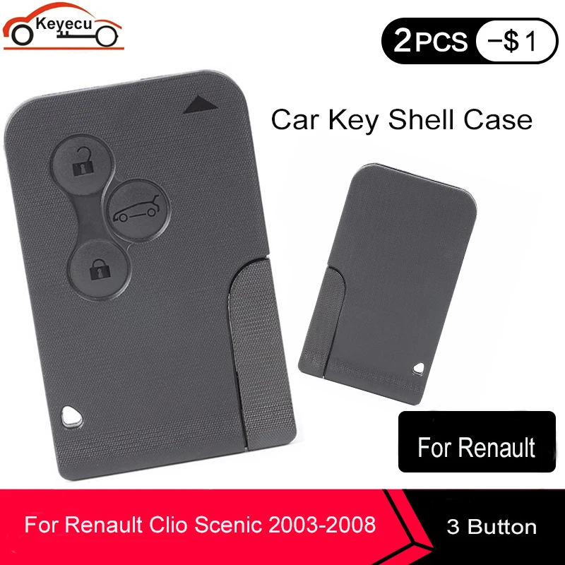 KEYECU 3 Nuppu Smart Remote Key Shell puhul Renault Clio Logan Megane 2 3 Koleos Scenic 2003-2008 Kaardi Puhul Must