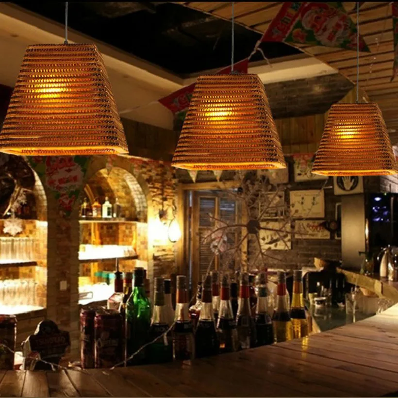 Kagu-Aasia Paber Läige Ripats Tuled Bambusest Kunsti Ripats Lamp Elutuba Kohvik Riided Valgusti Suspendu Rippus Lamp