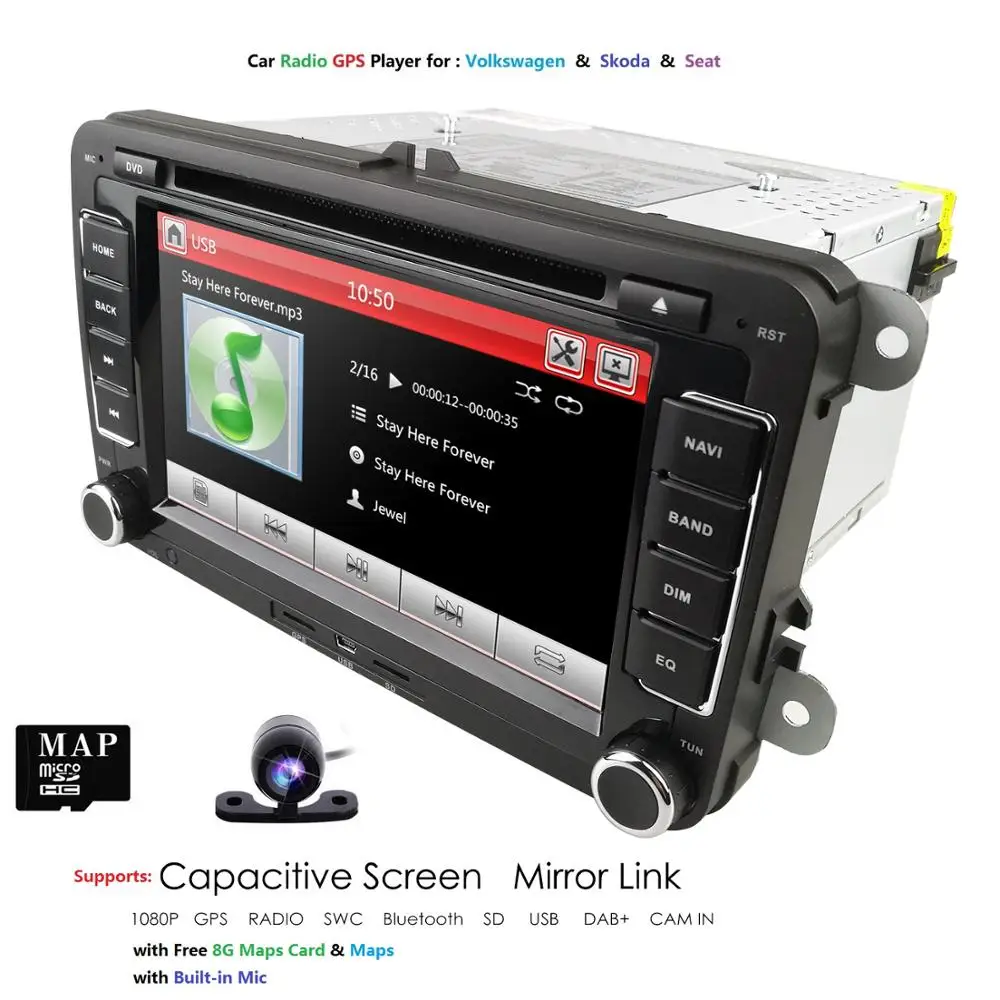 Kaks din Auto DVD GPS Navi Raadio Stereo Mängija Volkswagen VW Golf VI Touran Passat sharan Jetta PEP BT+Kaamera+Kaart