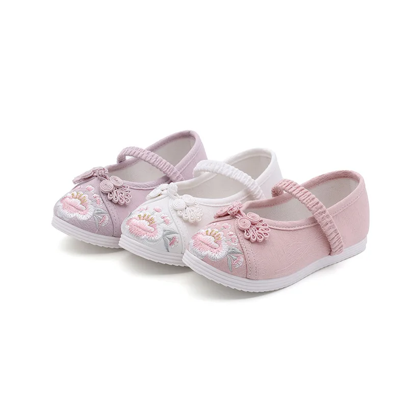 Kevad/sügis lapsed riie kingad laste tossud hiina stiilis tikitud kingad tütarlaste mood riigi Hanfu kingad hingav