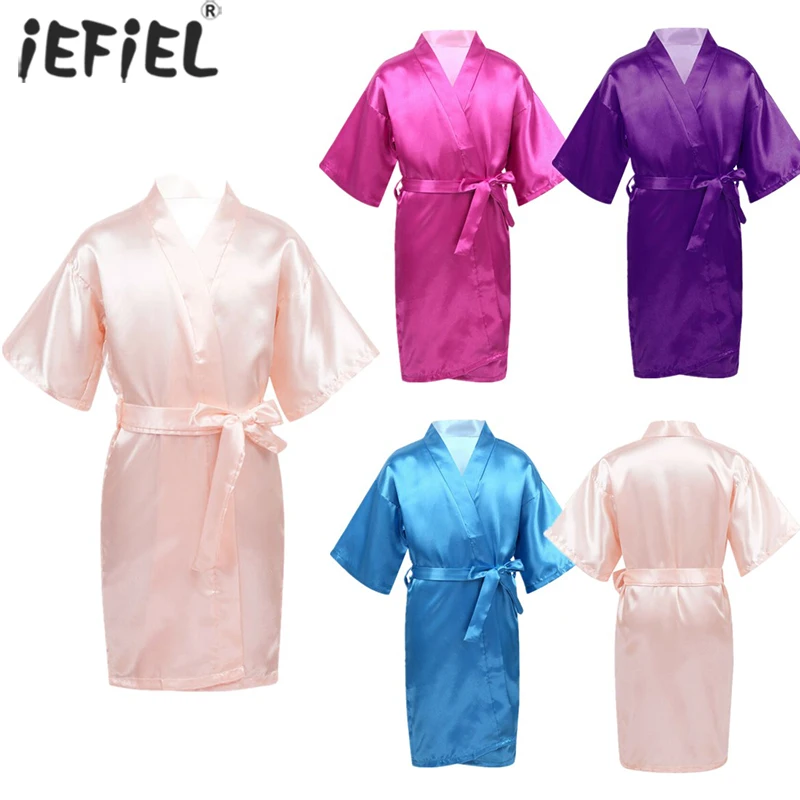 Kevade Lapsed Hommikumantel Värviga Jaapani Kimono Fashion Spa Sünnipäeva Satiinist Hommikumantel Poistele Tüdrukute Kleit Nightgowns Sleepwear