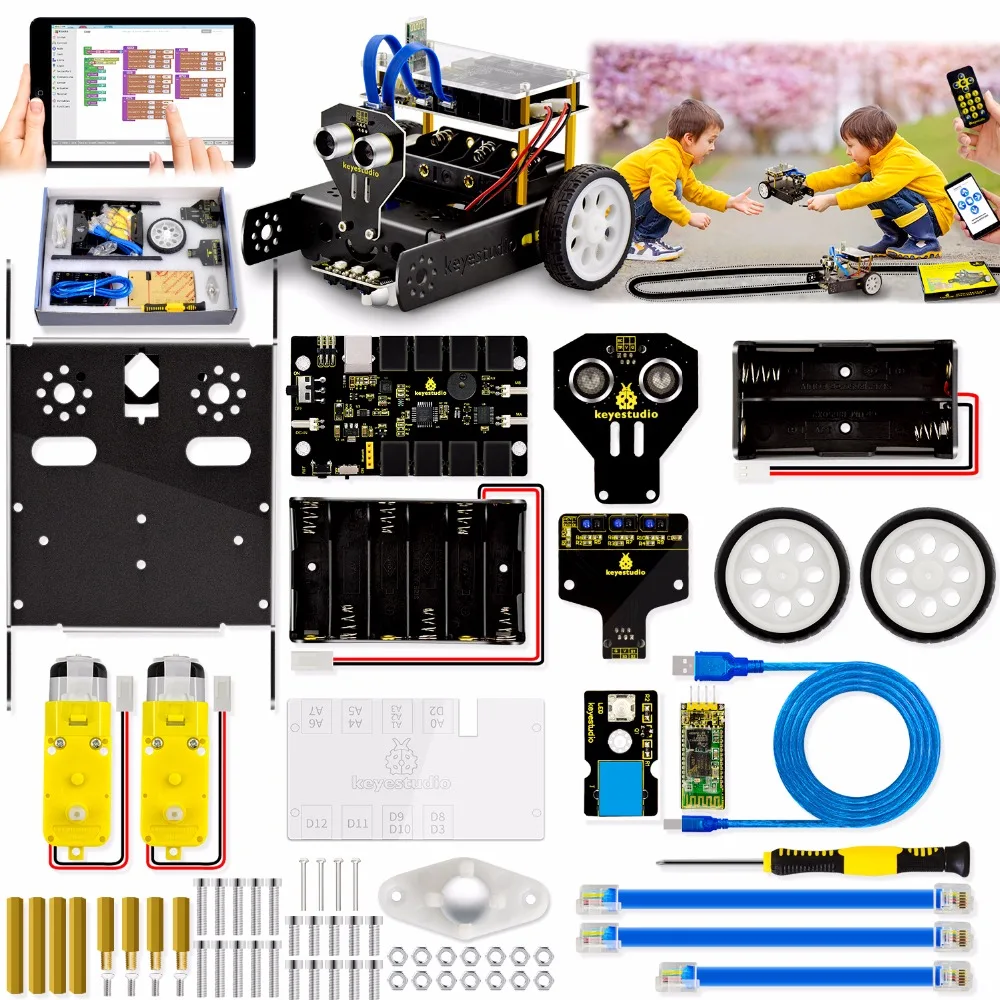 Keyestudio KEYBOT Kodeerimine Programmeeritav Haridus-Robot Auto Kit + Kasutusjuhend Arduino VARRE Graafiline Programmeerimine