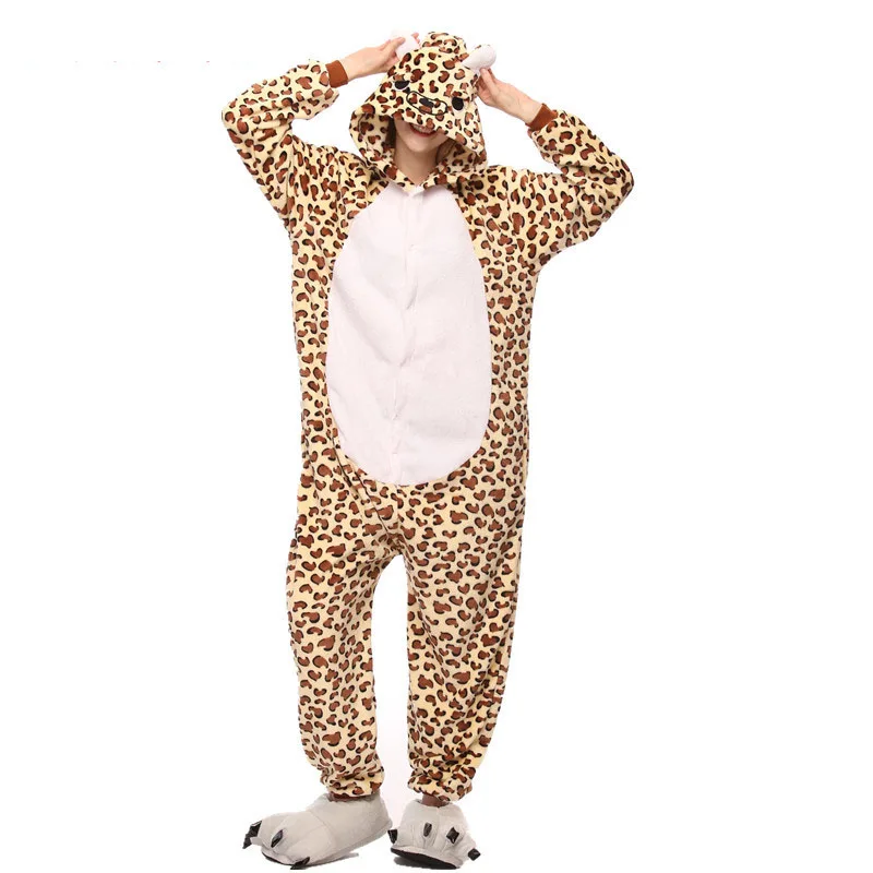 Kigurumi Leopard Karu Kostüüm Lapsed Pajama Täiskasvanud Looma Onesie Naised Meeste Kapuutsiga Kegurumi Sleepwear Lapp Pijamas
