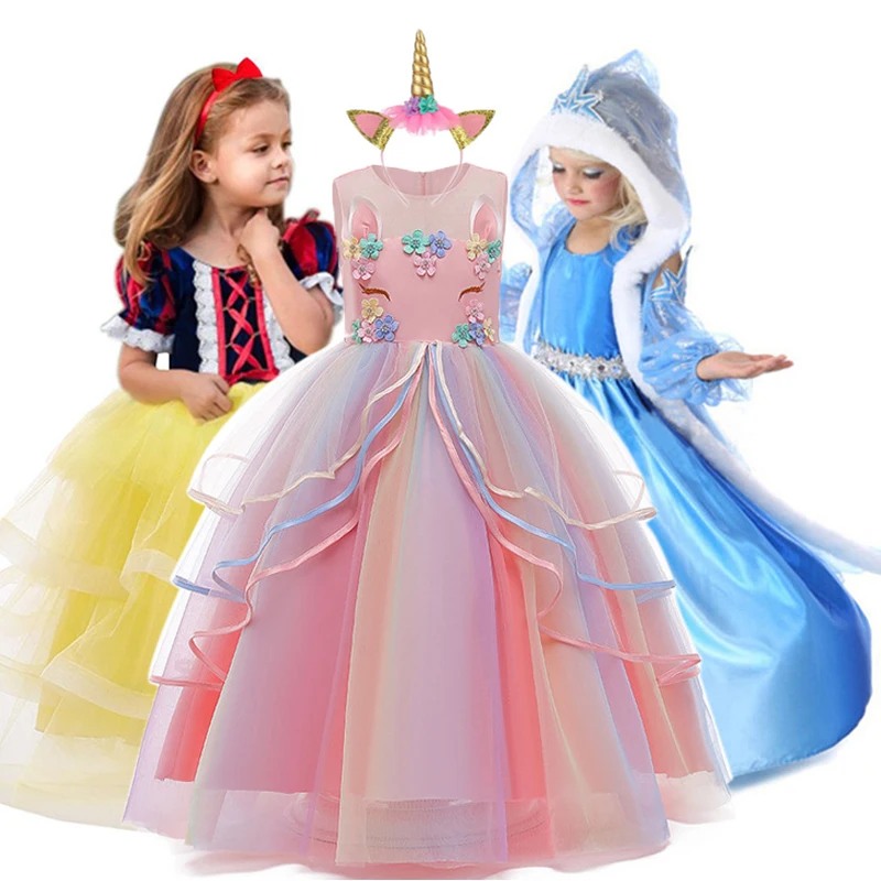 Kleidid Tüdruk Ükssarvik Kleit Laste Jõulud Kostüüm Lapsed Peokleidid Tüdrukutele Lumi Valge Printsess Kleit