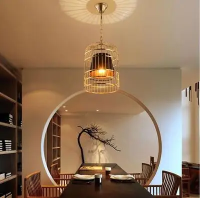 Kuld linnu puuri restoran lühter isiksuse baar kohvik sepistatud rauast kunsti laterna lühter loominguline LED valgustus