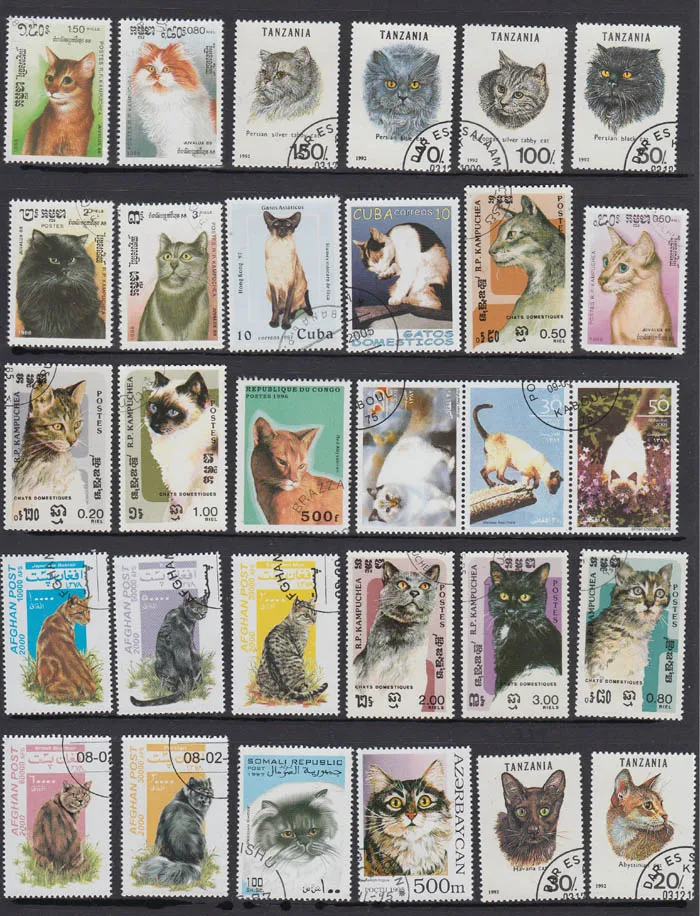 Kuum 50tk/Palju Cat Kõik Erinevad Paljudest Riikidest EI Korda Kasutamata postmarkide Kogumine