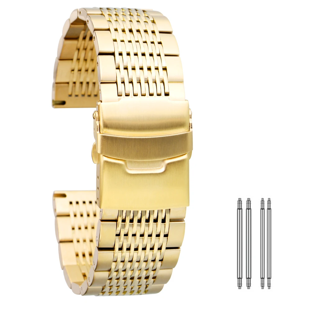 Kvaliteetsest 18mm 20 mm 22 mm 24 mm Kuld/Rose Gold/Sinine Roostevabast Terasest Watchband Kokkupandavad Pannal koos Ohutuse Kevadel Baarid Unisex
