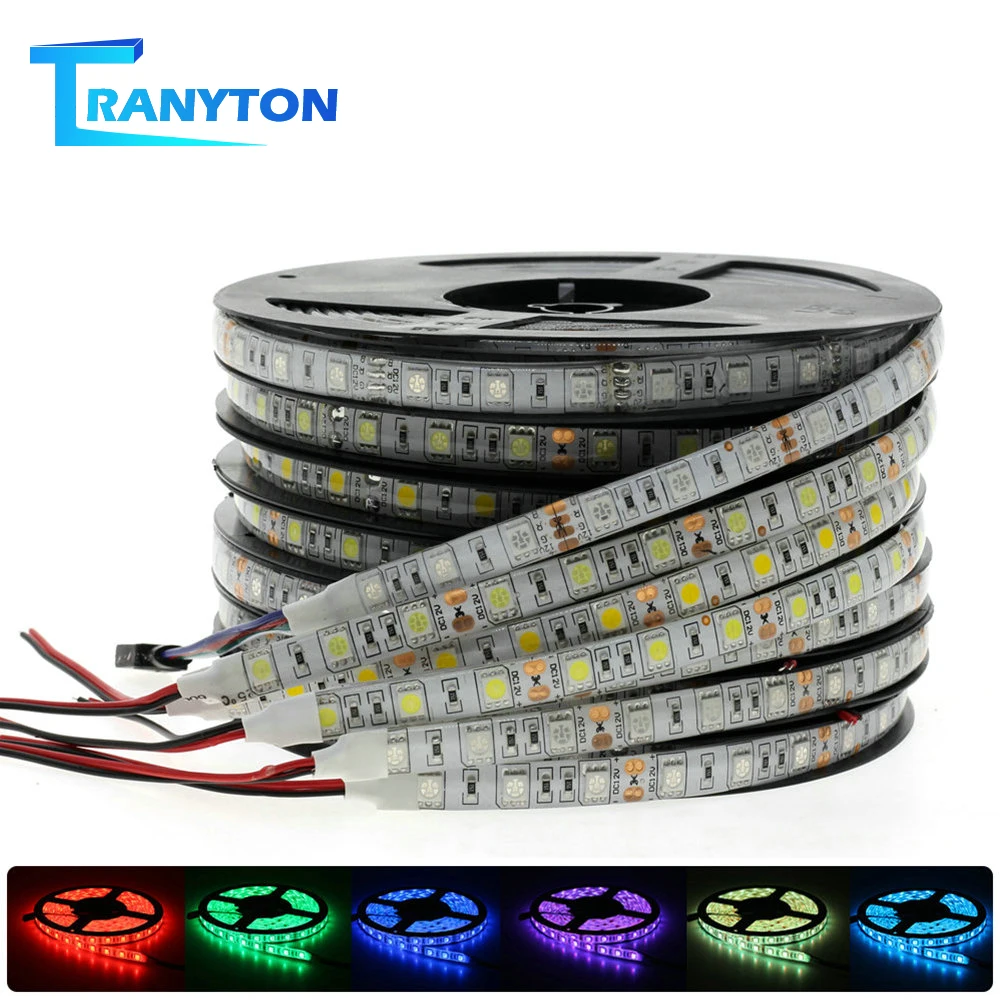 LED Ribad Paindlik LED Light Tape Veekindel RGB Ribade 5050 DC12V 60leds/m Valge Soe Valge Sinine Roheline Punane 5m/palju