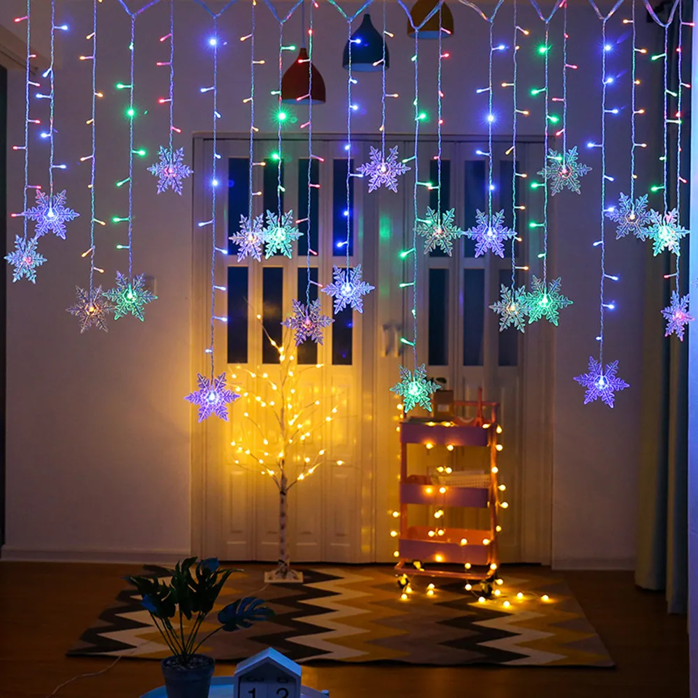 LED String Tuled Lumehelves Kardin Haldjas Kerge Veekindel Outdoor Jõulud Valgustus Pulmapidu Teenetemärgi Vilkuv Lamp