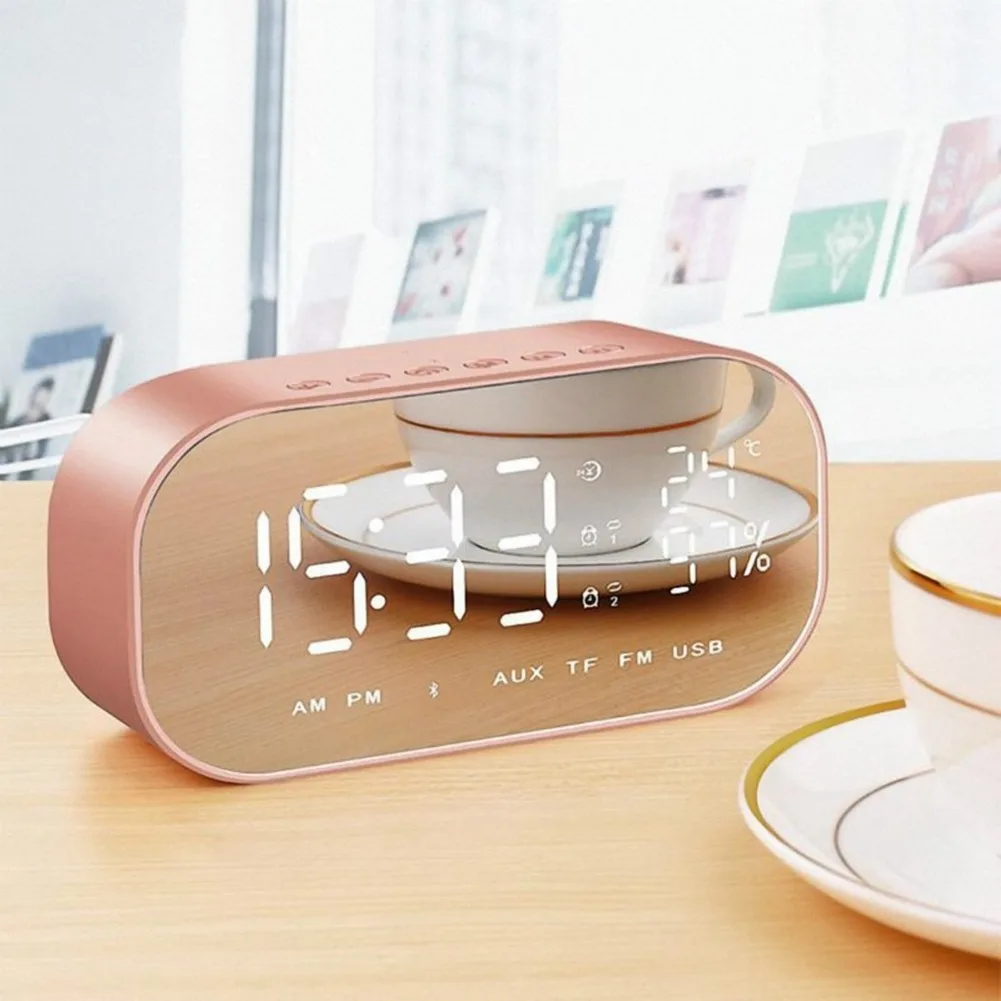 LED Äratuskell FM Raadio Juhtmevaba Bluetooth Kõlar Peegel Ekraan Toetab Aux TF USB Muusikamängija, Traadita Office Home