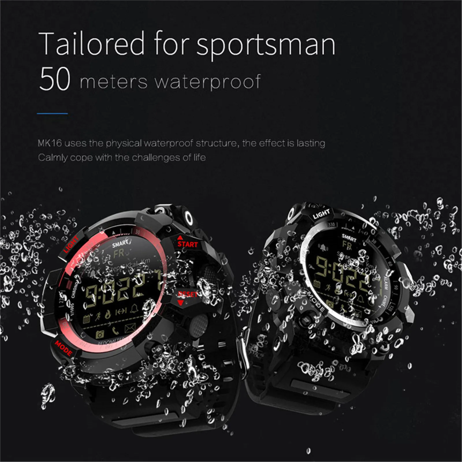 LOKMAT MK16 Bluetooth Smart Watch Fitness digitaalkell Pedometer Sport Smart Watch Meeste Tegevus Fitness Tracker IP68