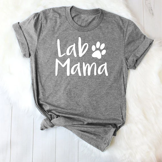 Lab Ema Lab Mama Labradori Retriiver Särk Tähed Trükitud Naiste O-Kaeluse Vabaaja Puuvillane Naljakas T-Särk Armas Lemmikloom Väljavalitu tees - K016