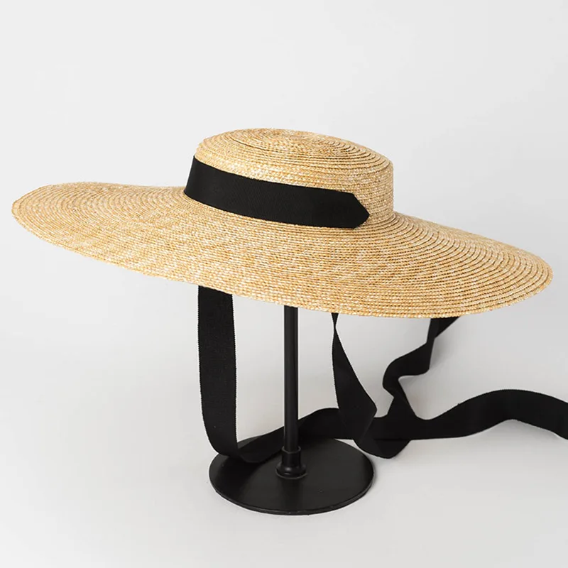 Lai Serv Olkihattu Müts 19cm 15cm 10cm Ääreni Straw Hat Korter Naiste Suvel Kentucky Derby Müts Valge Must Lint Siduda Päike Müts Beach ühise Põllumajanduspoliitika