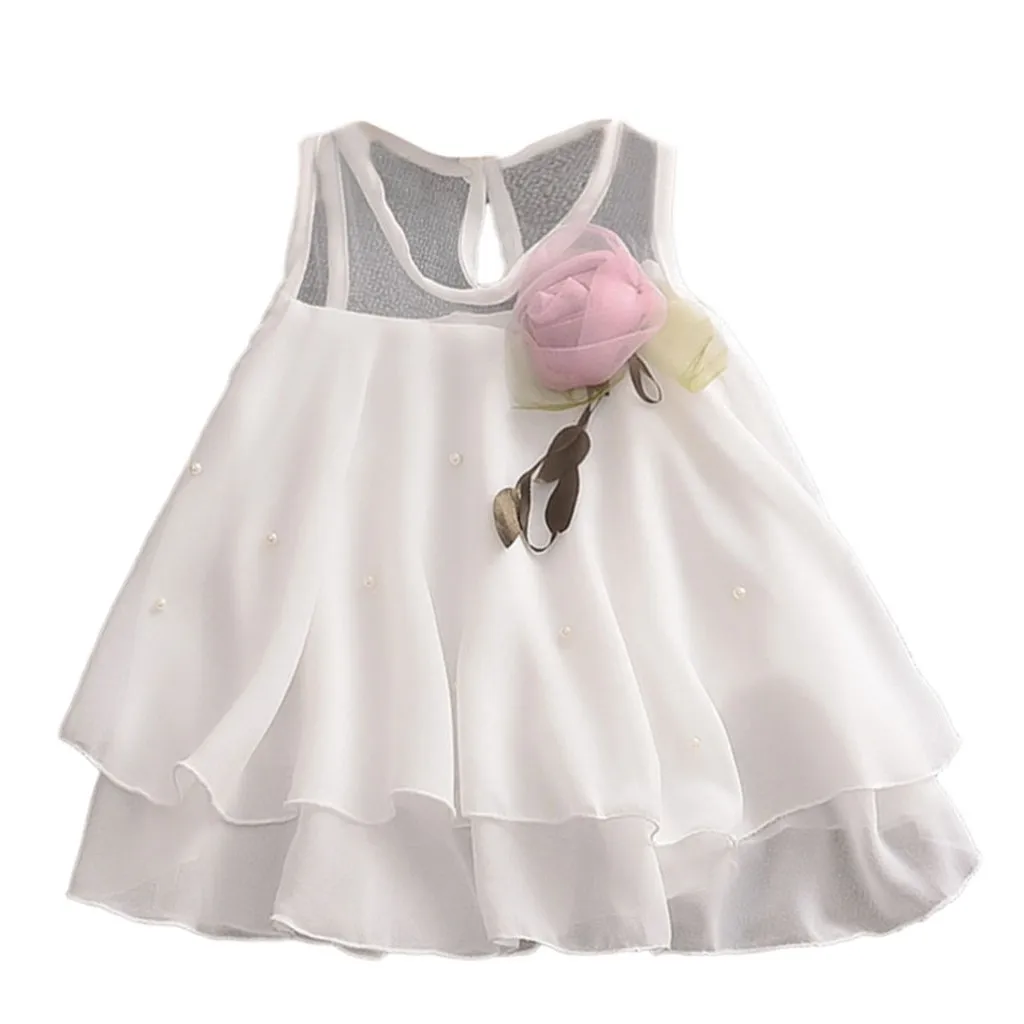 Lapsed riided Fashion kleit Baby Tüdrukud Varrukateta Tahke Tülli Seelik Lilled Pool Printsess Kleidid, laste riided tüdrukutele