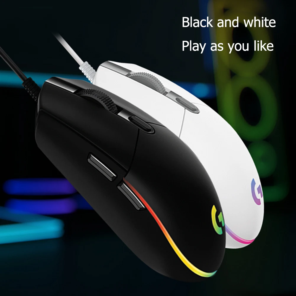 Logitech G102 LIGHTSYNC Gaming Mouse 8000DPI Reguleeritav RGB Backlight 6 Mehaanilist Nuppu, USB-Kaabel-Gamer Hiirte PC Sülearvuti