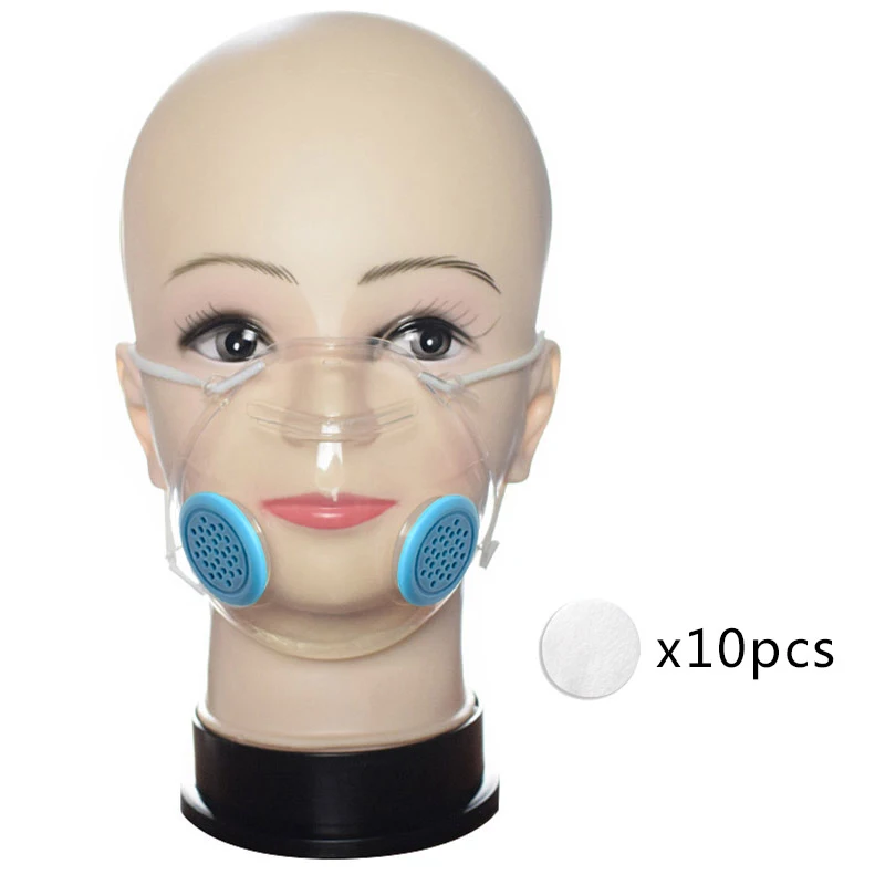 Läbipaistev Näo Maskid 100tk Mittekootud Filtriga Respiraatorit Anti tolmu Suu Mask Anti PM2.5 95% Filtreerimine Suu Kilbid