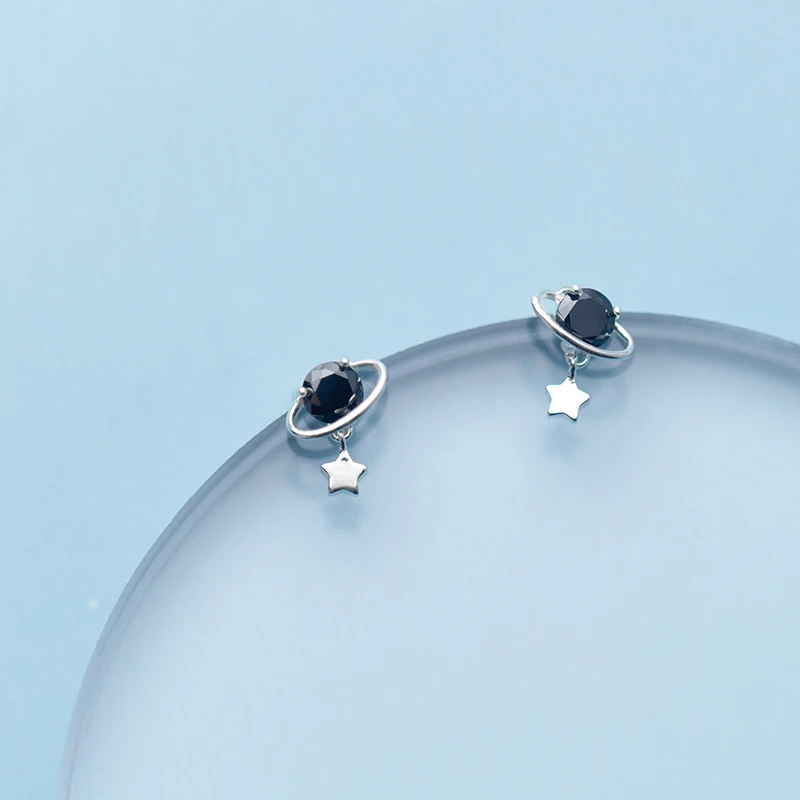 MODIAN Uus Must Crystal Planet Stud Kõrvarõngas Naiste Autentne 925 Sterling Hõbe tähistaeva Ear Pin-Korea Stiilis Trahvi Ehteid