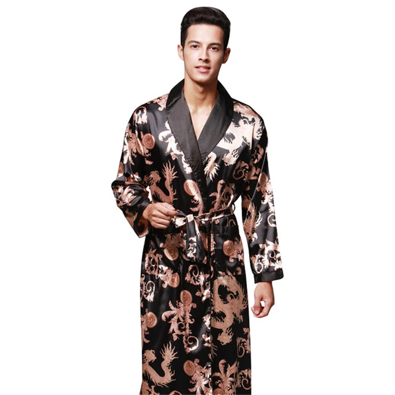 Meeste hommikumantel kevadel ja sügisel pikad varrukad pidžaama pijama meeste pikk rüü vabaaja must home service халат мужской 2020