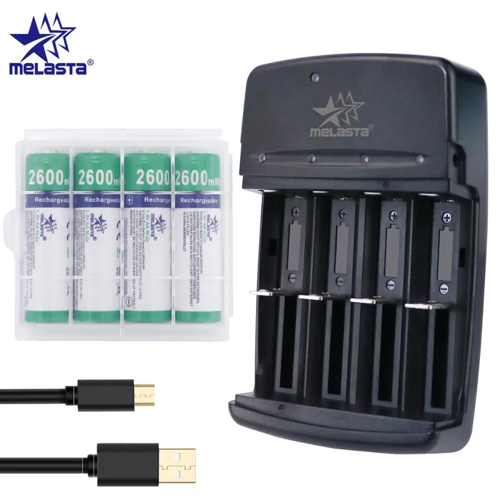 Melasta NIZN AA 1.65 V 2600mWh Laetav Aku koos 4 slots LED USB laadija Ni-Zn akud mänguasjade MP3 kaamera